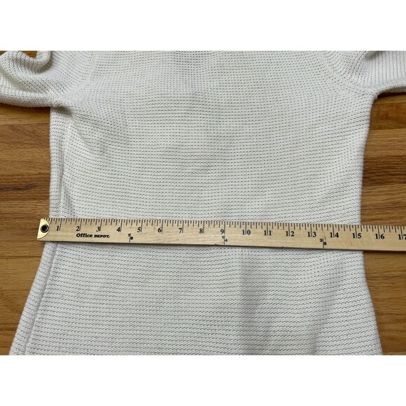 Lauren Ralph Lauren Women's S White Sweater Cotton Pullover Textured Knit Toggle - Picture 7 of 11